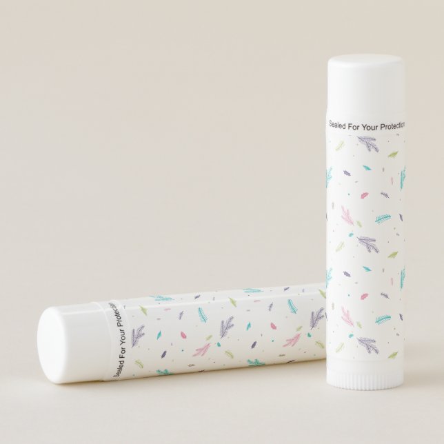 Pastel Pink Lavender Pine Pattern Lip Balm (Front)