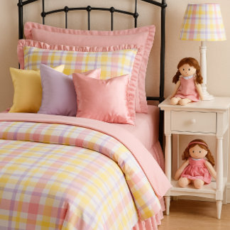 Pastel  Pink Lavender Plaid  Duvet Cover