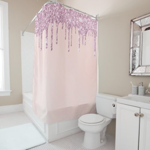  Pastel Pink Lavender Purple Glitter Drip AP7  Shower Curtain