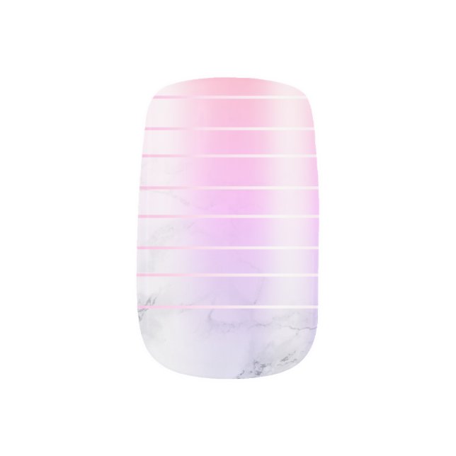 Pastel Pink Lavender Sleek Elegant Stripes Marbled Minx Nail Art (Left Thumb)