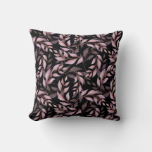 Pastel Pink Leaves and Black Pattern