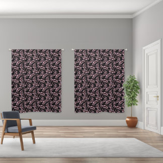 Pastel Pink Leaves Blackout Curtains