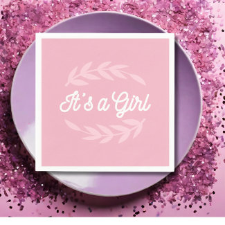 Pastel Pink leaves  - It's a Girl 