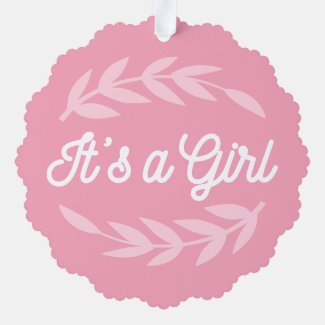 Pastel Pink leaves  - It's a Girl