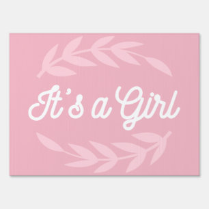 Pastel Pink leaves - It's a Girl Sign