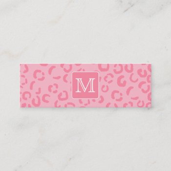 Pastel Pink Leopard Print. Custom Monogram. Mini Business Card by Metarla_Monograms at Zazzle