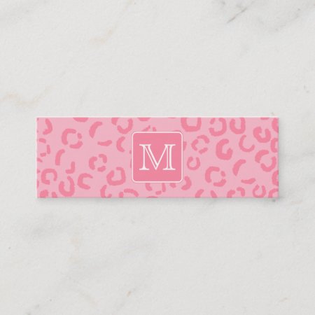 Pastel Pink Leopard Print. Custom Monogram. Mini Business Card