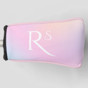 Pastel Pink Lilac Iridescent Monogram Golf Head Cover