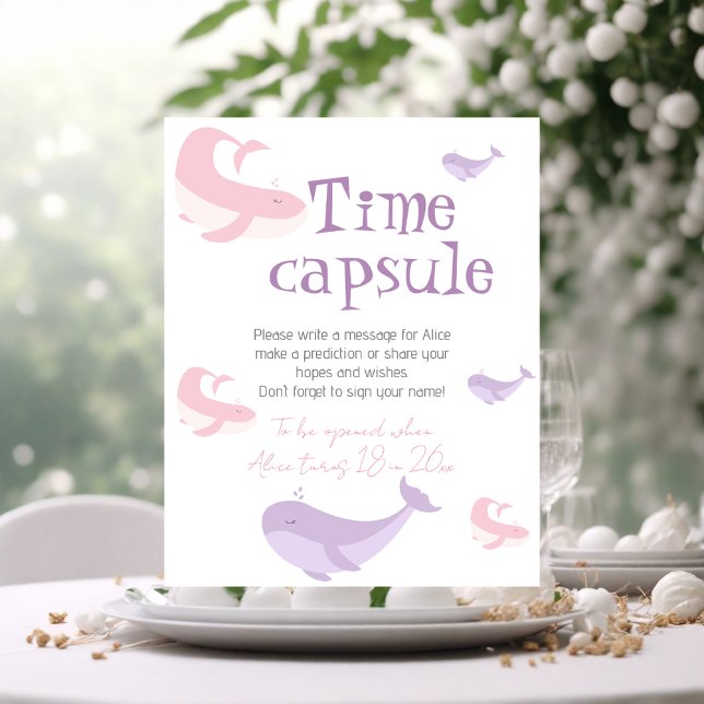 Pastel Pink Lilac Whale  Birthday Time Capsule Poster (Creator Uploaded)