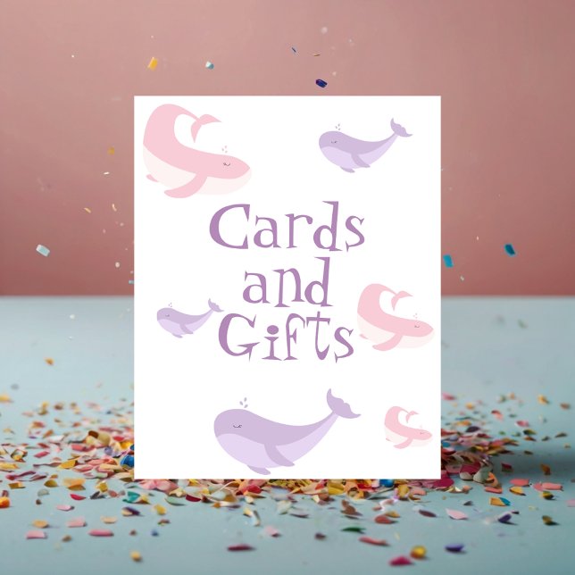 Pastel Pink Lilac Whale Cards and Gifts Poster (Creator Uploaded)