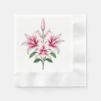 Pastel Pink Lilies with Art Deco Style Napkins