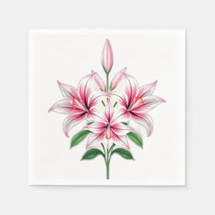 Pastel Pink Lilies with Art Deco Style Napkins
