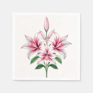 Pastel Pink Lilies with Art Deco Style Napkins