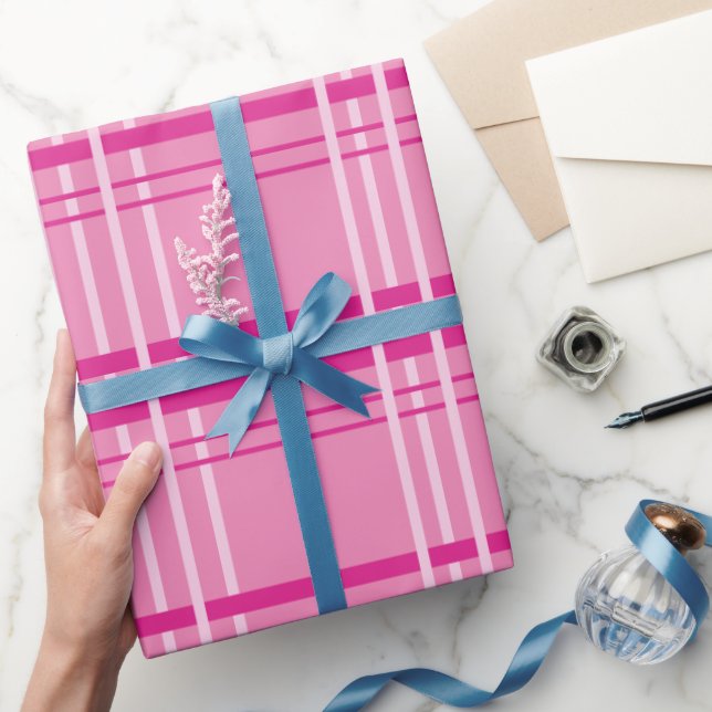 Pastel Pink Lines Simple Clean Wrapping Paper (Gifting)