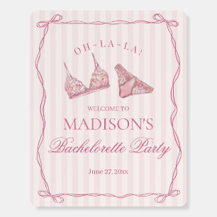 Pastel Pink Lingerie Bachelorette Party Welcome Foam Board