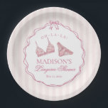 Pastel Pink Lingerie Shower Bachelorette Bridal Paper Plates<br><div class="desc">Oh-la-la! this dreamy pastel lingerie shower collection is sweet, flirty, and full of fun. Pastel tones and lacy details create the perfect balance of flirty and fresh for the bride’s big night. ★ Let me help you plan your next party! ★ If you need coordinating décor, please check my matching...</div>