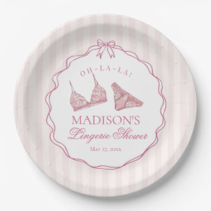 Pastel Pink Lingerie Shower Bachelorette Bridal Paper Plates