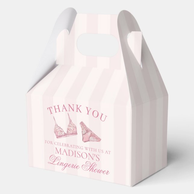 Pastel Pink Lingerie Shower Bachelorette Gable Favor Boxes (Front)
