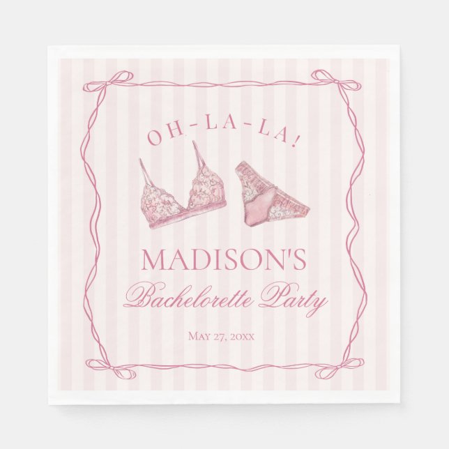 Pastel Pink Lingerie Shower Bachelorette Party Napkins (Front)