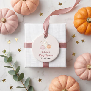 Pastel Pink Little Boo Baby Shower Round Favor Tag