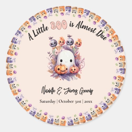 Pastel Pink Little Boo Halloween Baby Shower Classic Round Sticker