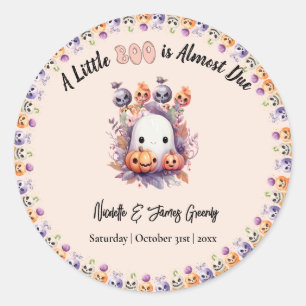 Pastel Pink Little Boo Halloween Baby Shower Classic Round Sticker