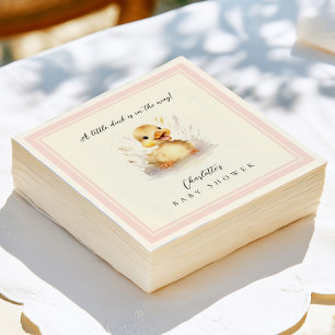 Pastel Pink Little Duck Baby Shower Napkins