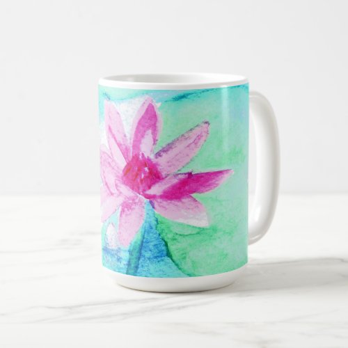 Pastel Pink Lotus Flowers Watercolor Coffee Mug