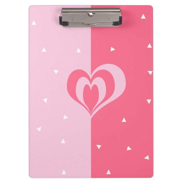 pastel pink love heart geometric triangles pattern clipboard (Front)
