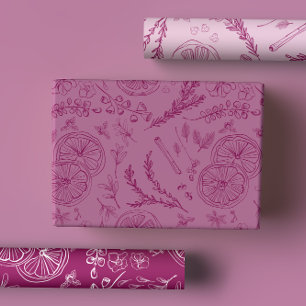 Pastel Pink & Magenta Warm Winter Christmas Art Wrapping Paper Sheets
