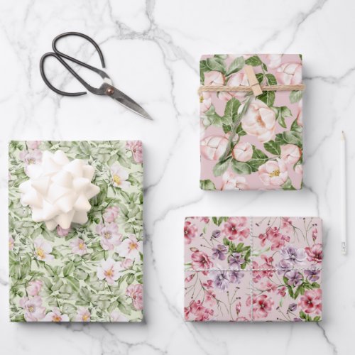 Pastel Pink Magnolia Rose Wrapping Paper Sheets