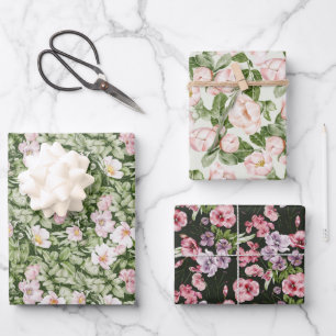 Pastel Pink Magnolia Rose Wrapping Paper Sheets