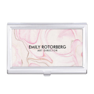 Pastel Pink Marble Swirls Design Case For Business Cards