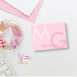 Pastel Pink Minimal Clean Modern Large Monogram Post-it Notes