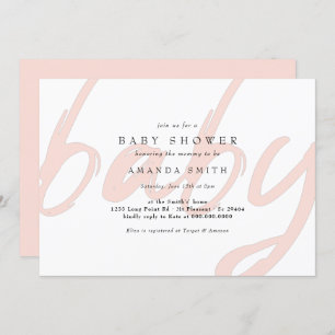 Pastel Pink Minimal Modern Baby Girl Shower Invitation