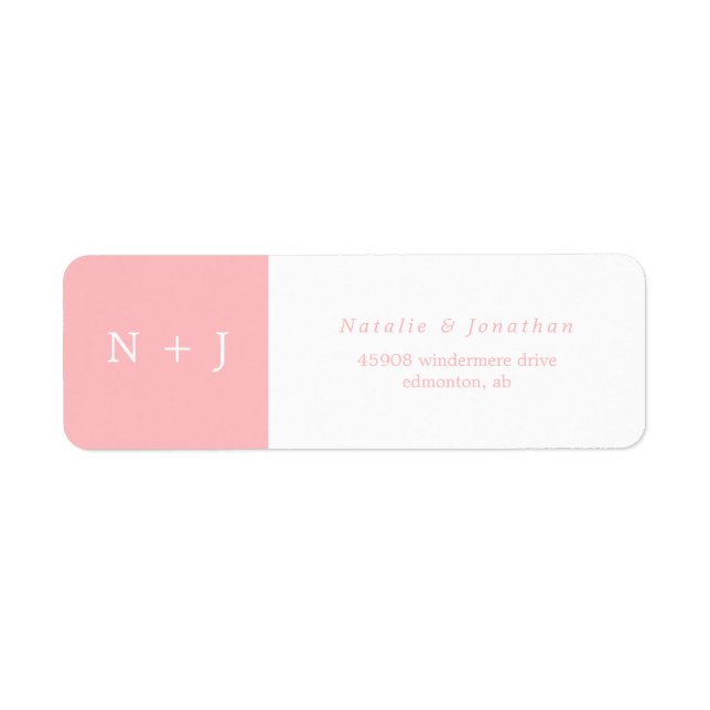 pastel pink minimalist bride groom initials label (Front)