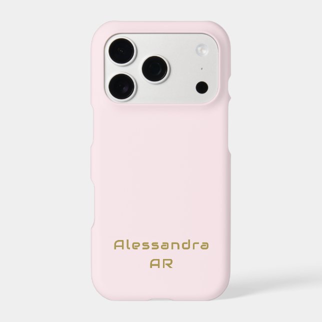 Pastel Pink Minimalist Gold Name Initials Custom  iPhone Case (Back)
