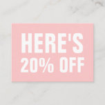 Pastel Pink Minimalist Trendy Simple Discount Card at Zazzle