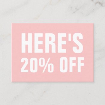 Pastel Pink Minimalist Trendy Simple Discount Card by TheBusinesscardShop at Zazzle
