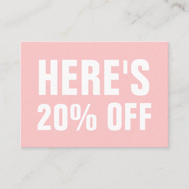 Pastel pink minimalist trendy simple discount card (Front)