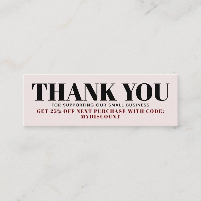 Pastel pink minimalistic Thank you card (Front)