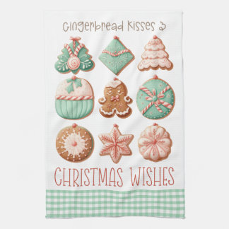 Pastel Pink Mint Green Gingerbread Sugar Cookies Kitchen Towel