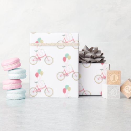 Pastel Pink Mint Vintage Retro Bicycle Balloons  W Wrapping Paper