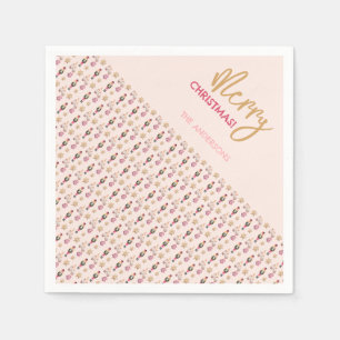 Pastel Pink Modern Christmas Pattern Napkins
