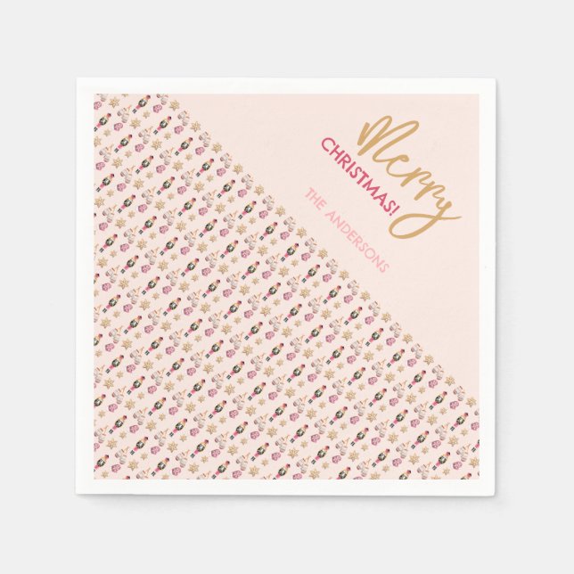 Pastel Pink Modern Christmas Pattern Napkins (Front)