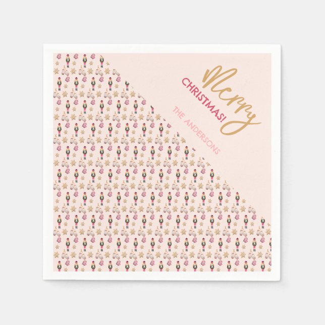Pastel Pink Modern Christmas Pattern Napkins (Front)