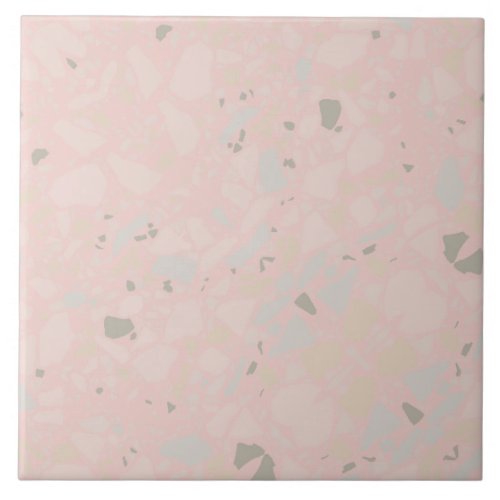 Pastel pink modern simple terrazzo effect ceramic tile