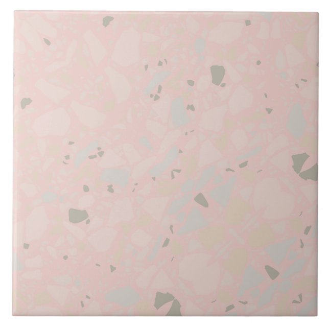 Pastel pink modern simple terrazzo effect ceramic tile (Front)