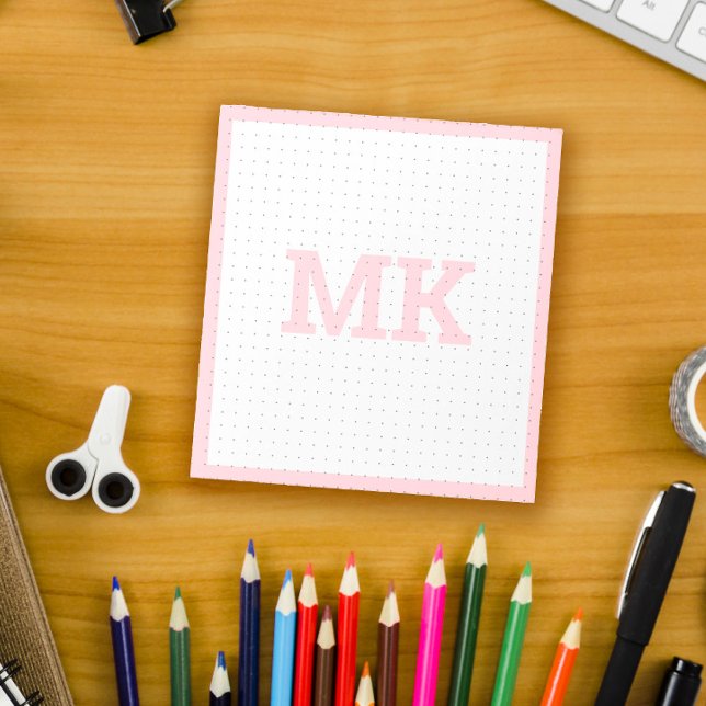 Pastel Pink Monogram Dot Grid Notepad (Creator Uploaded)