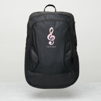 Pastel Pink Musical Symbol Music Art Monogram Name Port Authority® Backpack